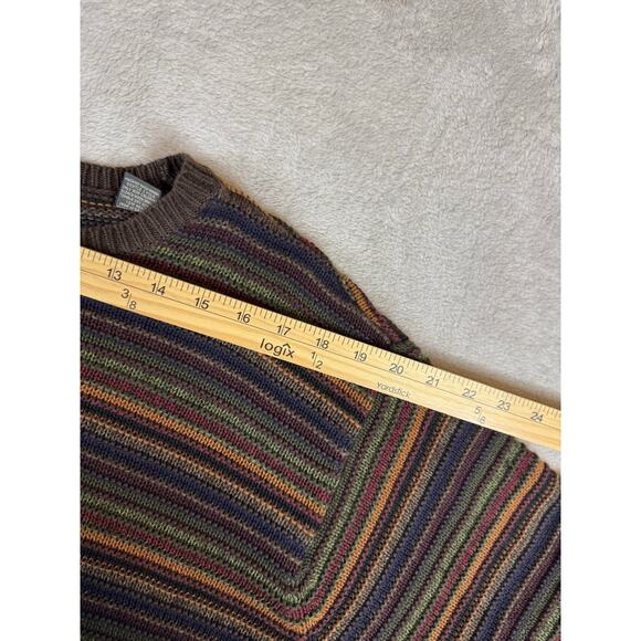 Vintage 90s Van Heusen Medium Striped Ramie Cotton Knit Sweater Grunge Grandpa - Picture 6 of 9